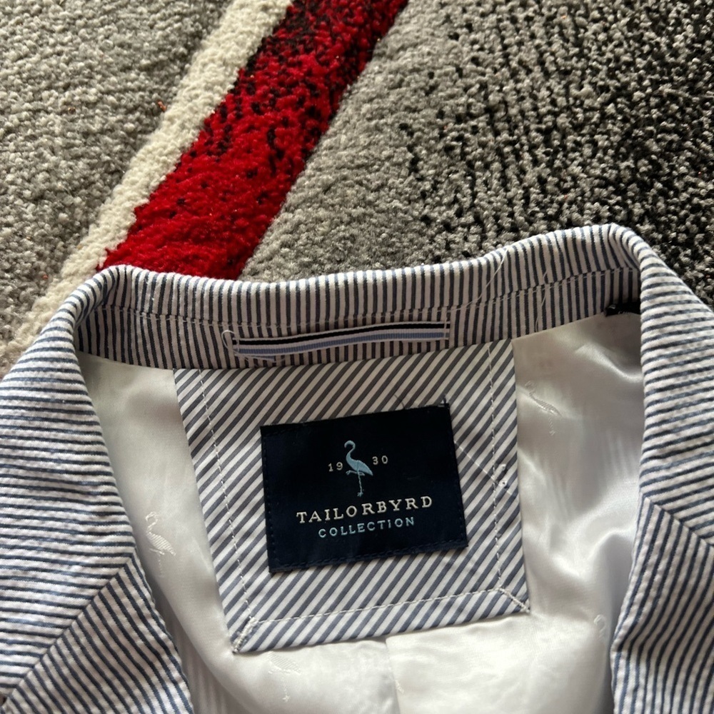 TailorByrd Collection Blue White Striped Seersucker Summer Preppy Sportcoat - Picture 2 of 5
